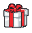 White gift with red wrapping
